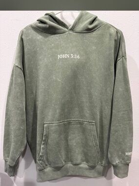 John 3:16 Olive Green Pullover Hoodie